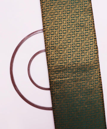 dark green elephant design banarasi brocade silk fabric